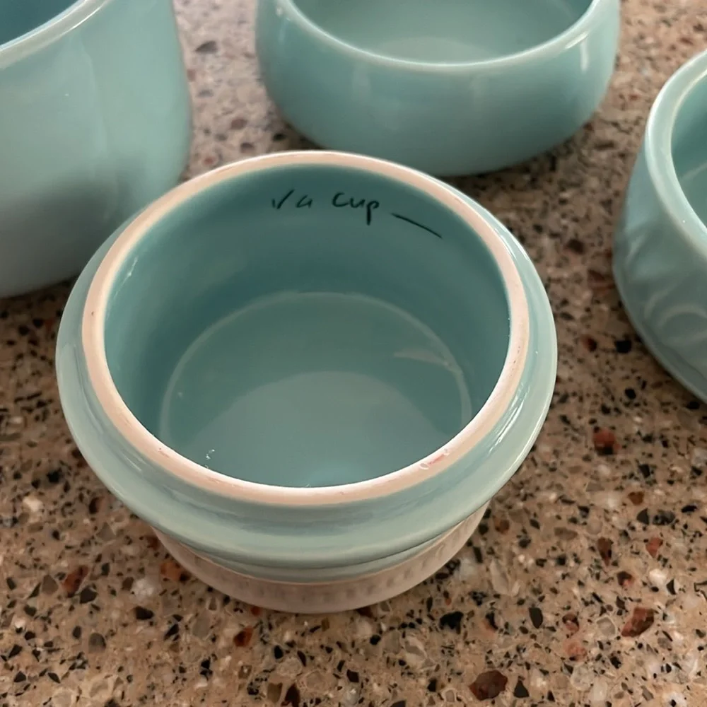 Mason Jar Measuring Cup Set World Market 4 pc Set Ceramic 1/4 to 1 Cup Teal Blue